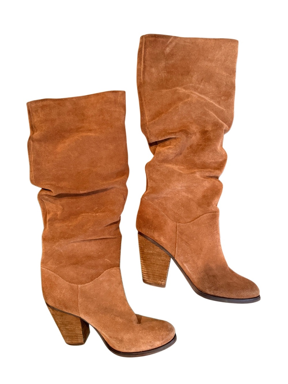 Arturo Chiang Cognac Suede Slouch Knee Boots